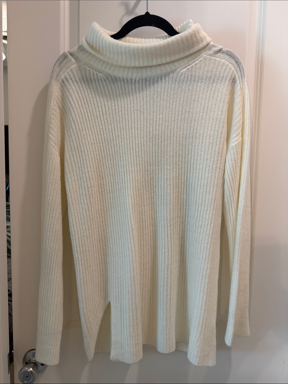 Vici Ivory Ribbed Cowl Neck Sweater